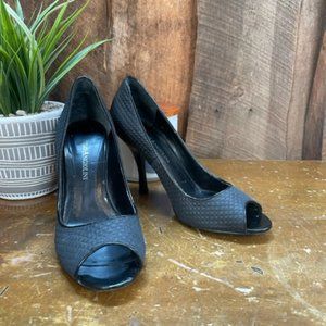 Enzo Angiolini Black Quilted Peep Toe Heels - Size 6